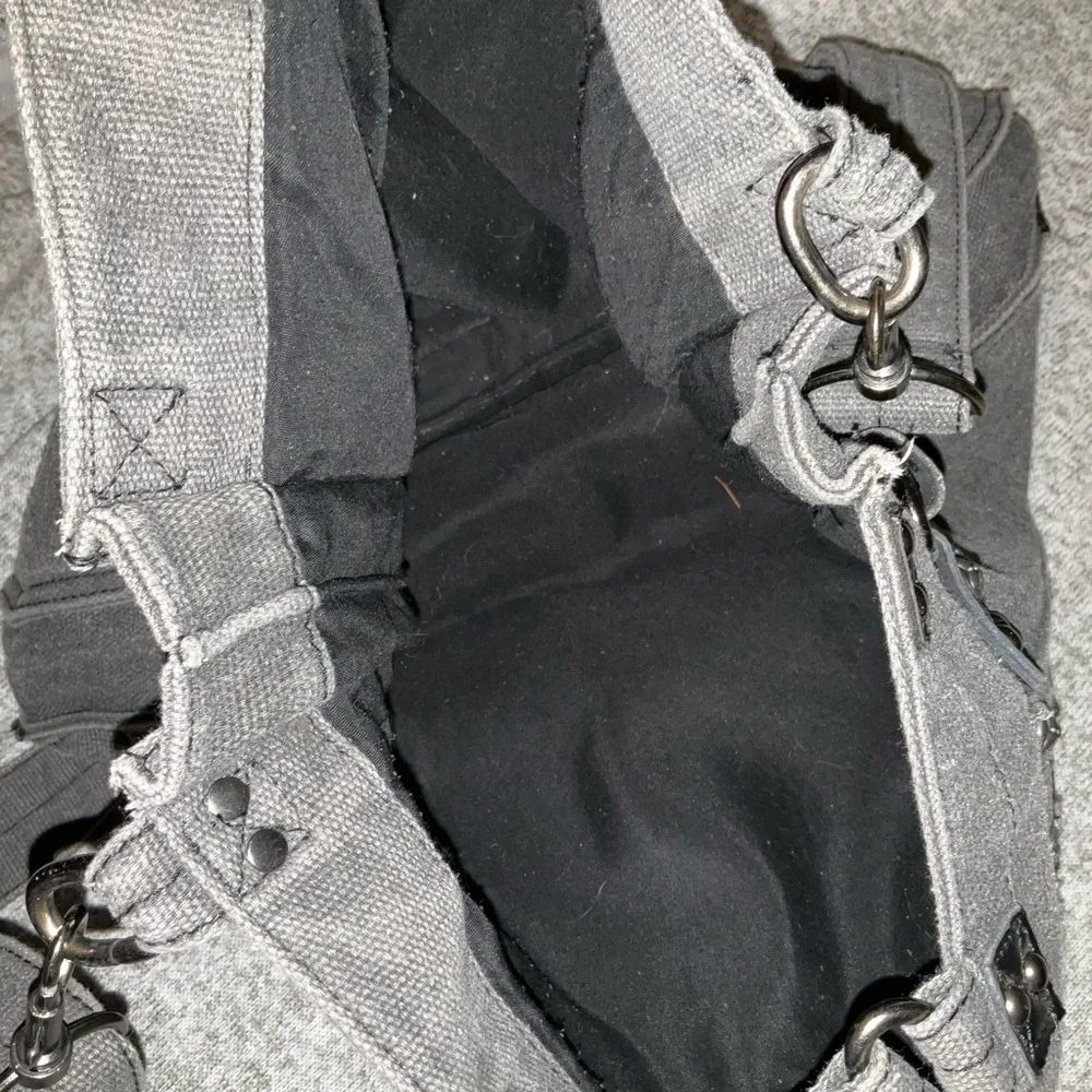 Rock Revival Grey Denim Canvas Messenger Tote Bag Crossbody 90’s Y2K Grunge